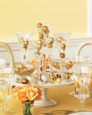 together with a champagne themed centerpiece You just need glass flutes